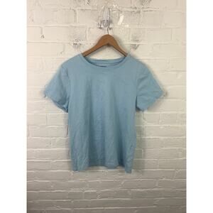 DKNY Women's Crewneck T-Shirt Short Sleeves Regular Fit Cotton Blue Size XL